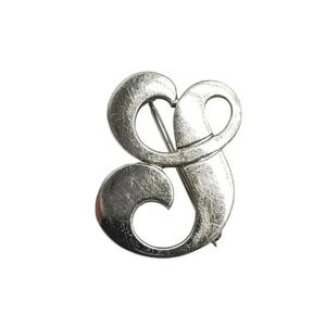 Danecraft Sterling Silver Swirl Monogram Inital S Brooch Pin Vintage